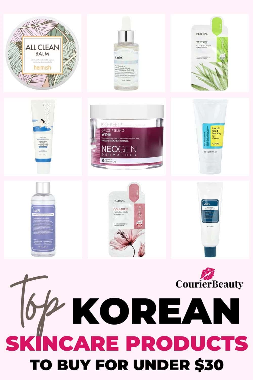Visual guide pin showing products commonly included in best Korean skincare collections.